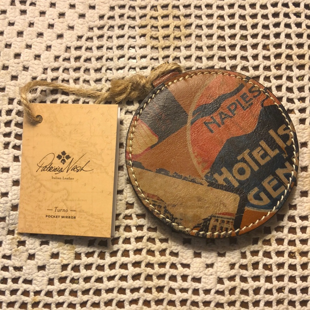 NOW USED Patricia Nash All Leather Pocket Mirror